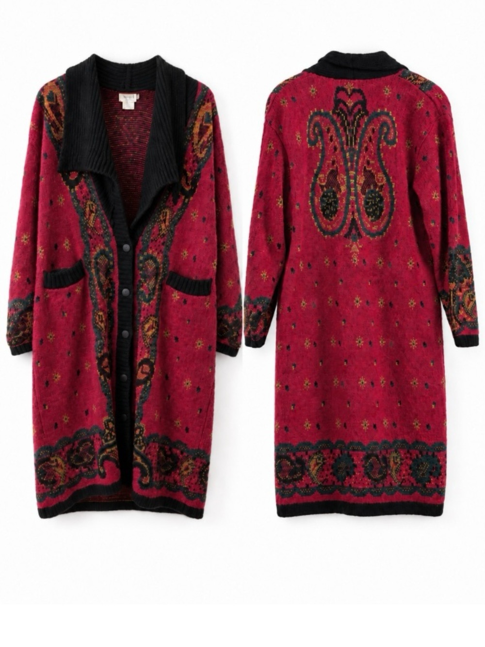 Vintage Cervelle Long Sweater Wool Blend Cardigan L